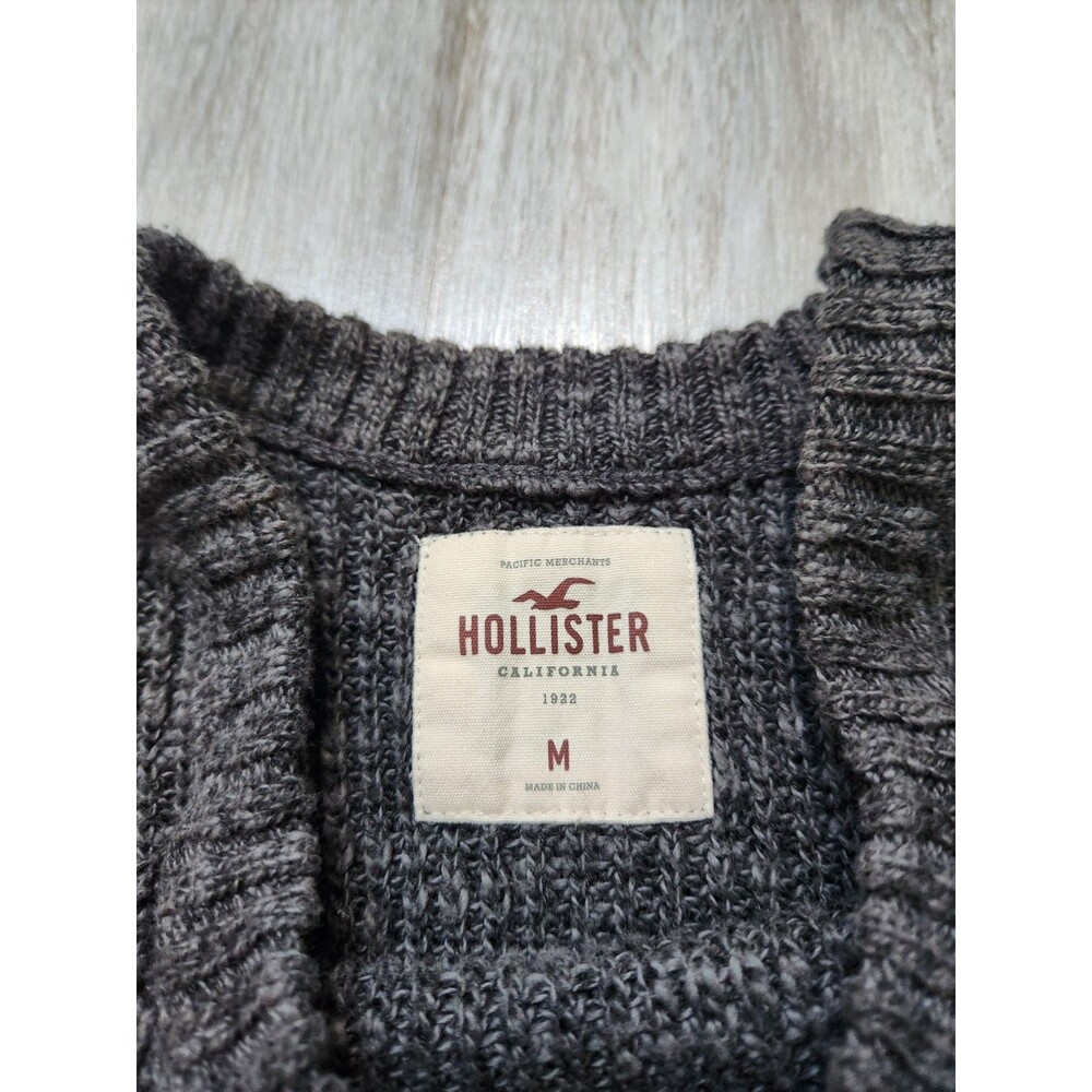American Eagle Cold Shoulder Sweater Gray Knit Distressed Womens M Cozy EUC - Picture 4 of 8